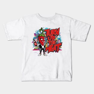 Turn Up The Heat, Hot Sauce Graffiti Design Kids T-Shirt